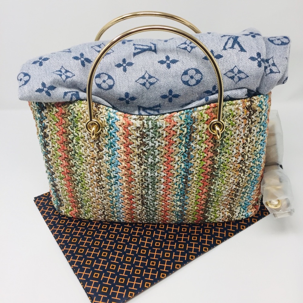 MOMA. Bag ... Tan and woven stripes .